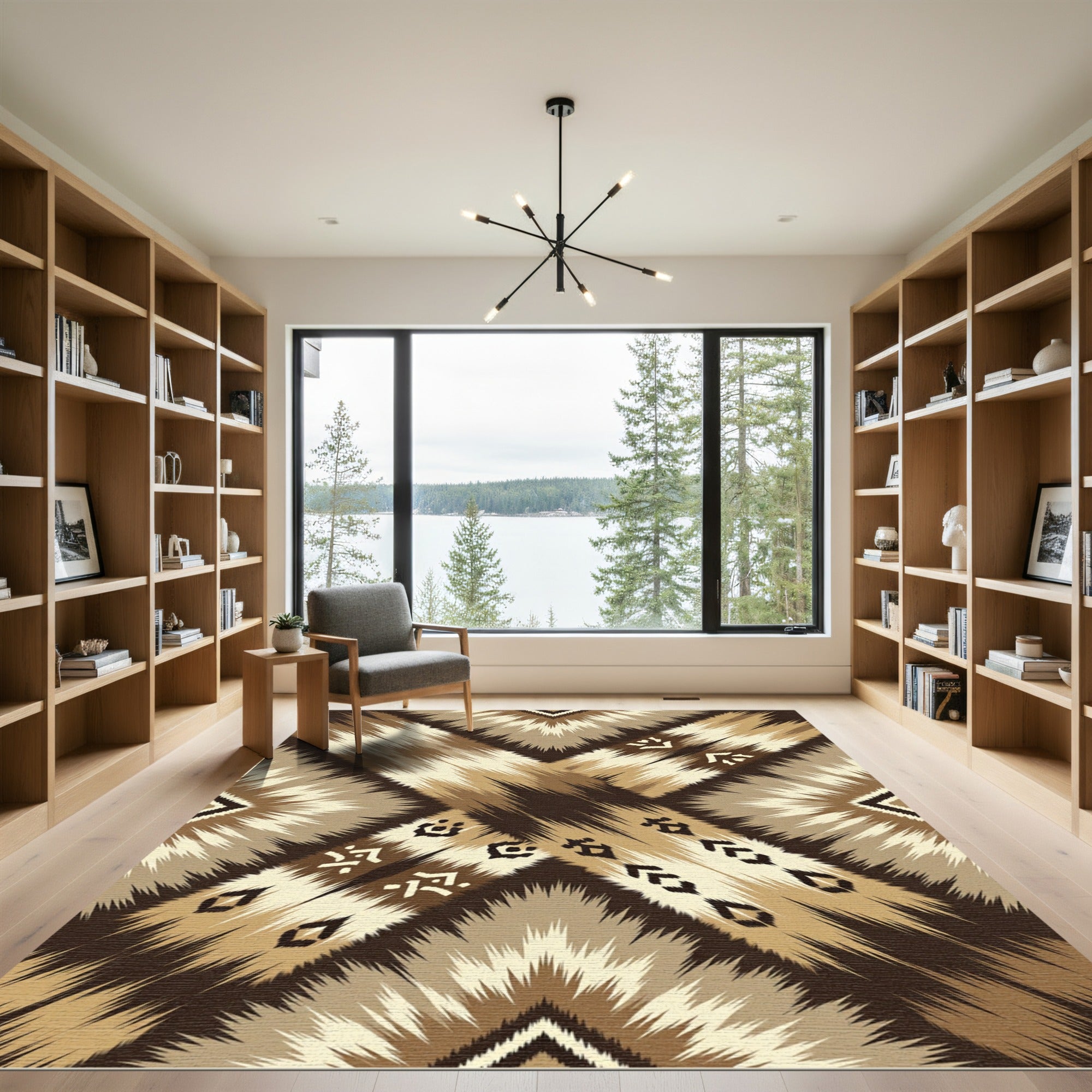 Earthy Boho Tribal Diamond Rays Rug