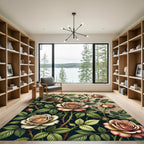 Elegant Dusty Rose Botanical Floral Rug