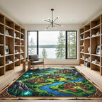 Epic Fantasy Kingdom Mountain Landscape Rug