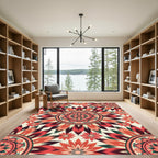 Crimson Feathered Mandala Radiance Rug