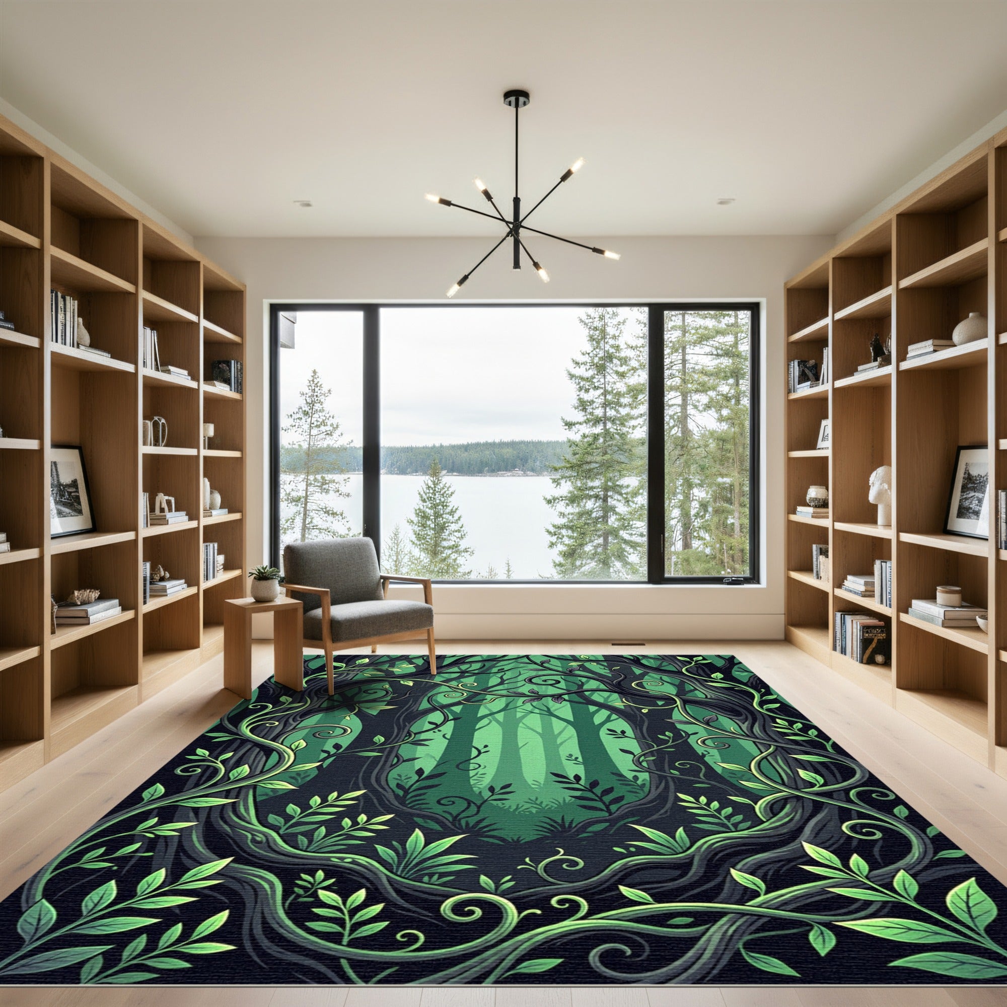 Enchanted Emerald Forest Willow Branch Rug