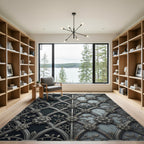 Gothic Iron Floral Damask Two Tone Rug