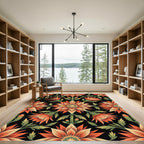 Ornate Orange Floral Art Nouveau Rug