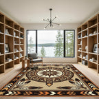 Earthy Feathered Sunburst Geometric Rug