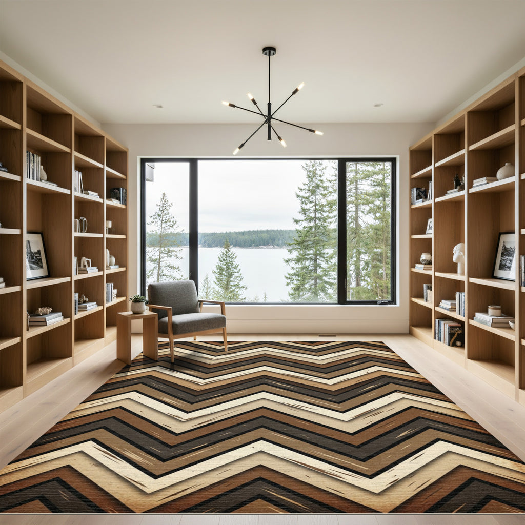 Earth Tone Chevron Zigzag Laminate Rug