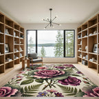 Romantic Lavender Rose Floral Bouquet Rug