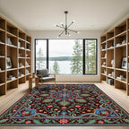 Ornate Deep Burgundy Floral Medallion Rug