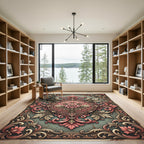 Earthy Pink Floral Filigree Medallion Rug