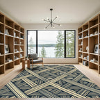 Geometric Stone and Lattice Charcoal Rug