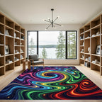 Vibrant Cosmic Swirl Rainbow Nebula Rug