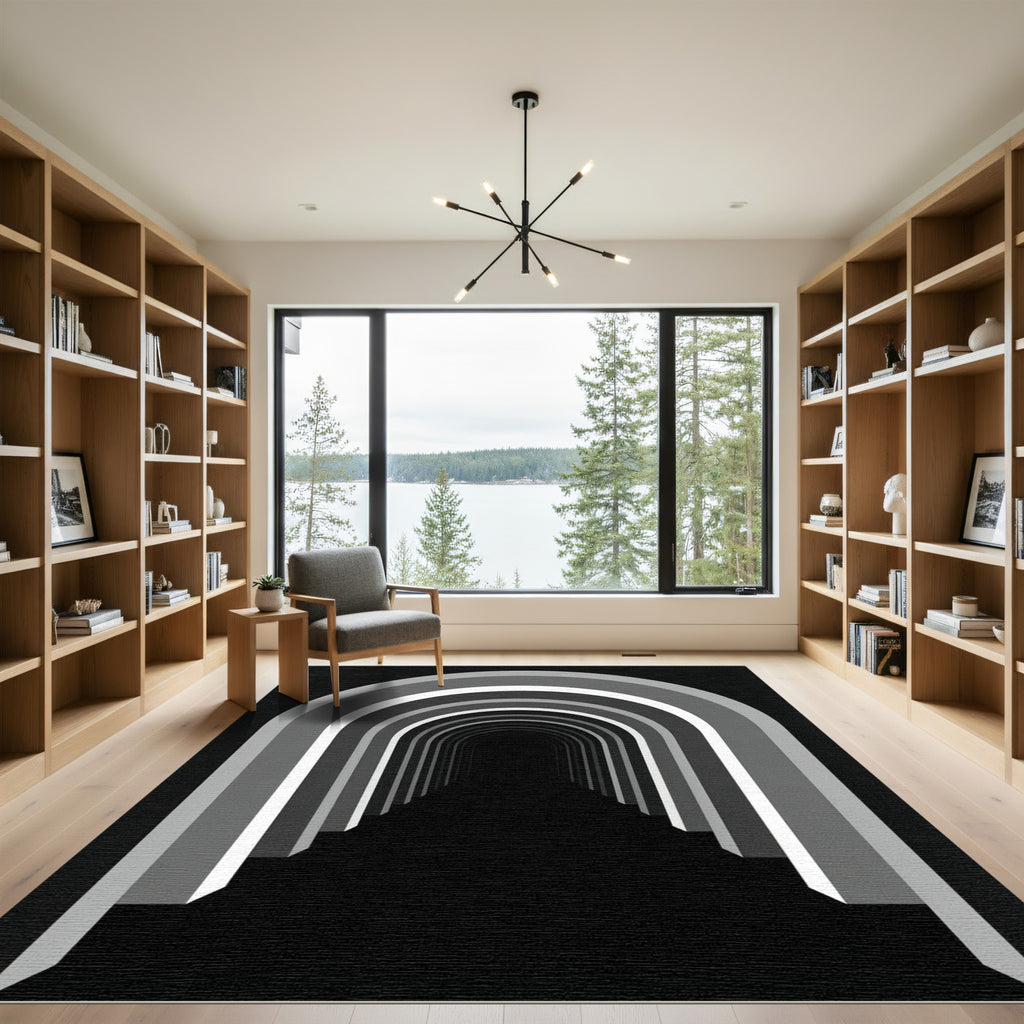 Monochromatic Infinity Tunnel Archway Abstract Rug