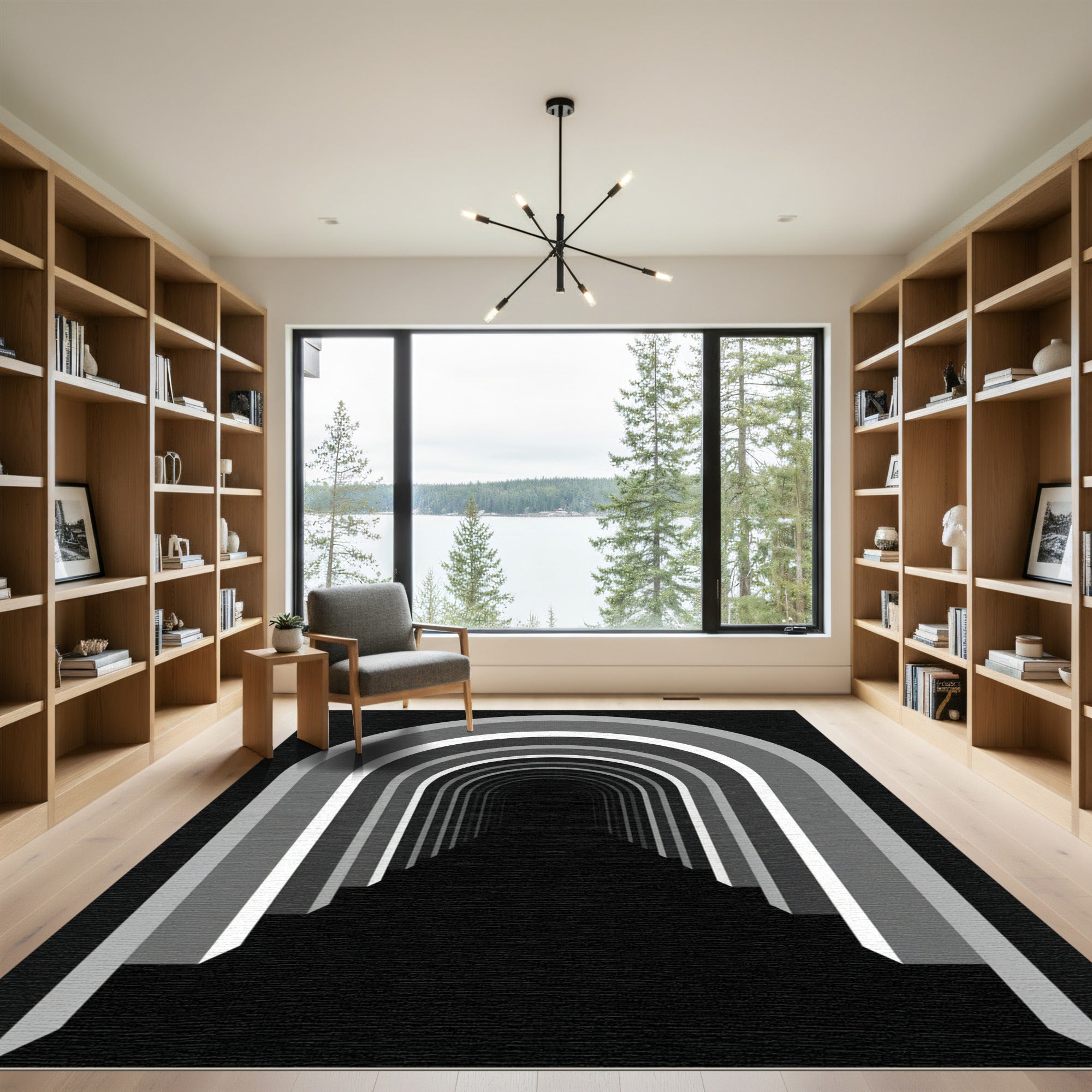 Monochromatic Infinity Tunnel Archway Abstract Rug