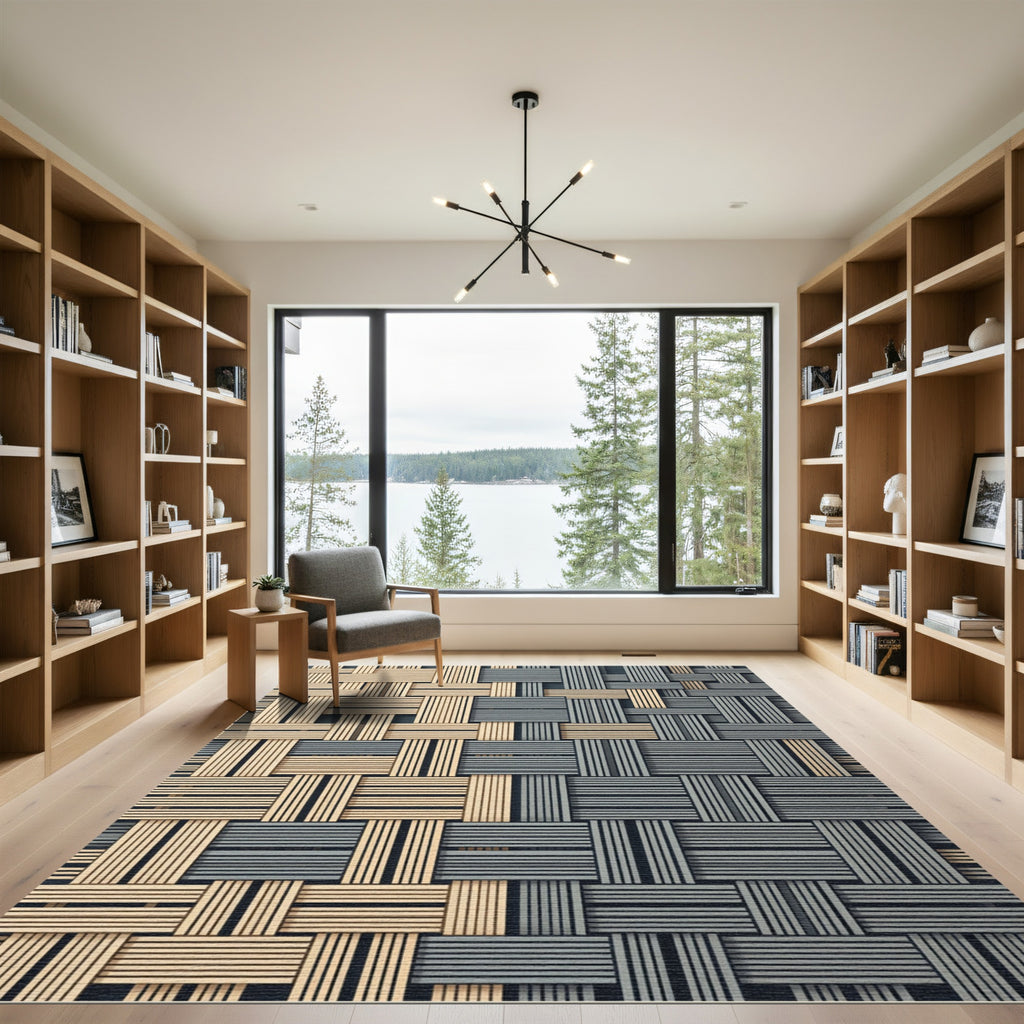 Woven Beige Blue Texture Rug
