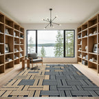 Woven Beige Blue Texture Rug