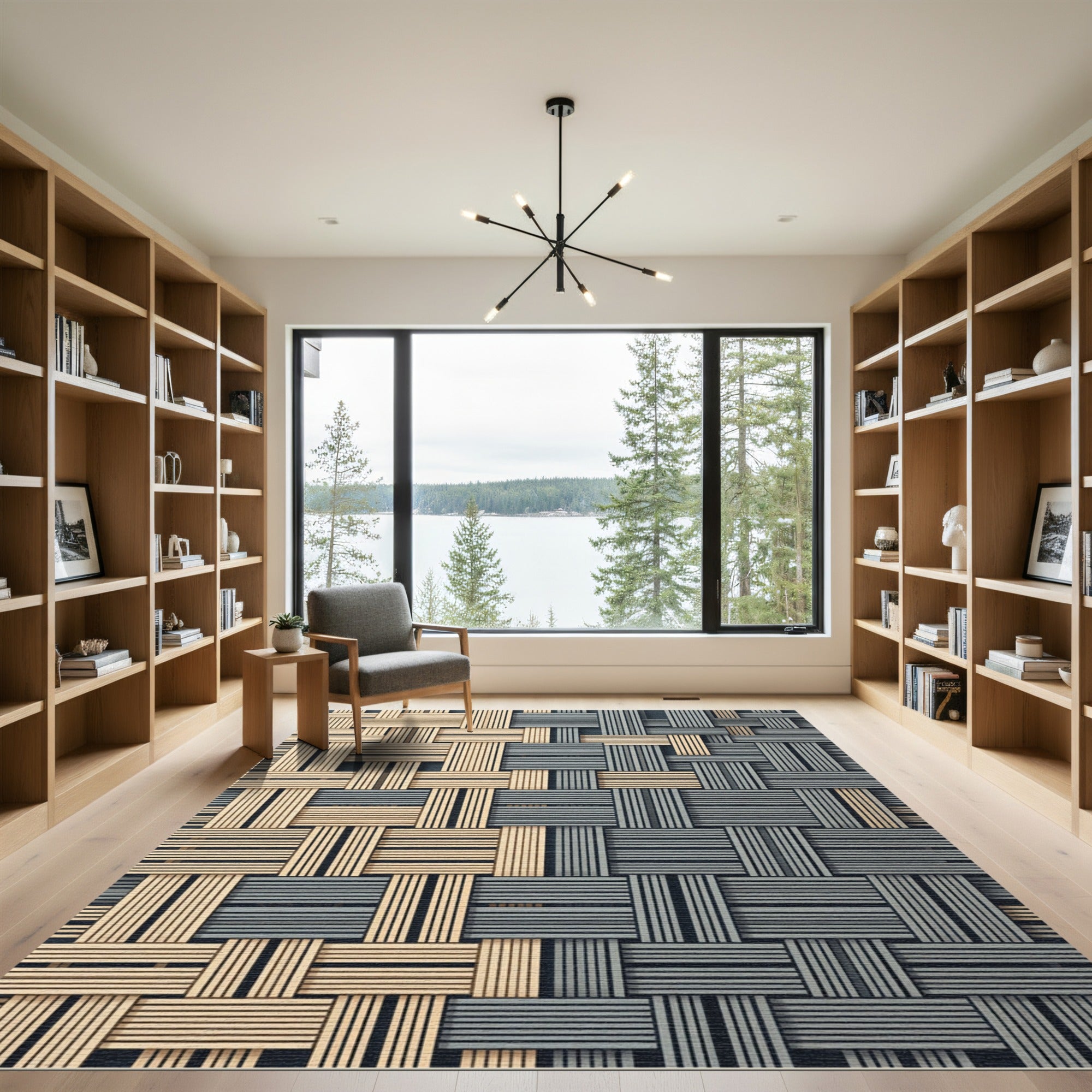 Woven Beige Blue Texture Rug