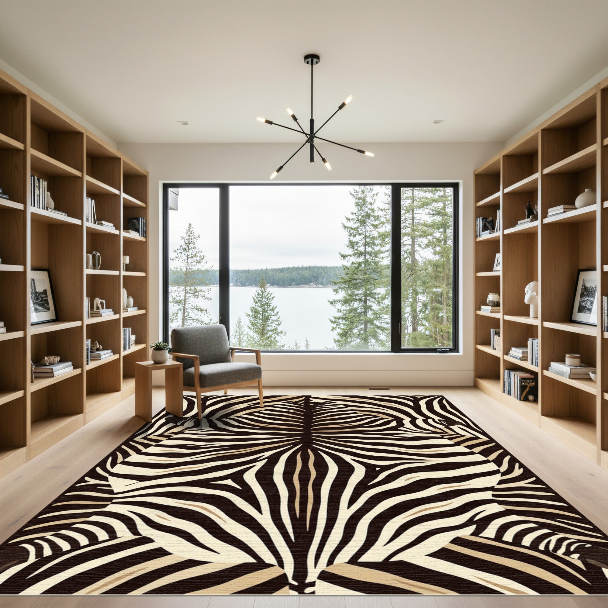 Stripped Zebra Skin Overlay Rug