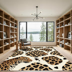 Artistic Leopard Portrait Gold Ochre Rug