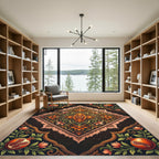 Autumn Pomegranate Floral Diamond Medallion Rug
