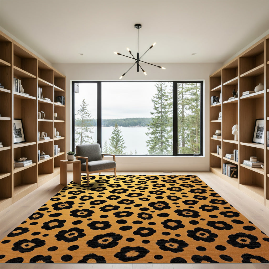 Gold Leopard Spot Minimalist Rug