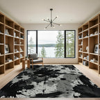 Monochrome Abstract Ink Splatter Art Rug