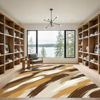 Abstract Earthy Brown Brushstroke Rug