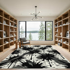 Monochrome Black Ink Splatter Abstract Rug