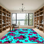 Vibrant Pink Figures Amidst Stars Rug
