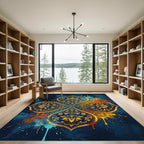 Golden Mandala Splash Art Rug