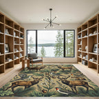 Vintage Woodland Deer and Forest Fauna Rug