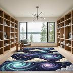 Cosmic Starry Night Swirl Galaxy Rug