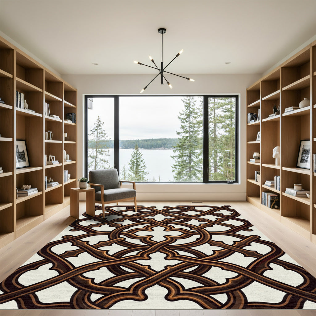 Gothic Bronze Architectural Interlocking Lattice Rug