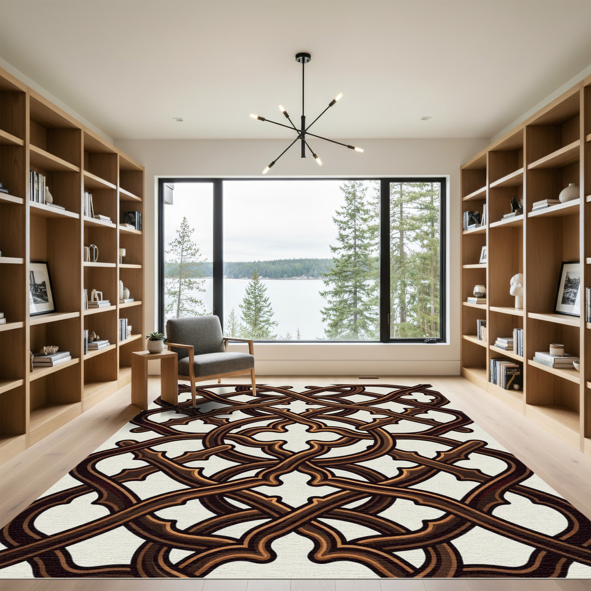 Gothic Bronze Architectural Interlocking Lattice Rug