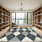 Classic Charcoal Gray Cream Argyle Rug