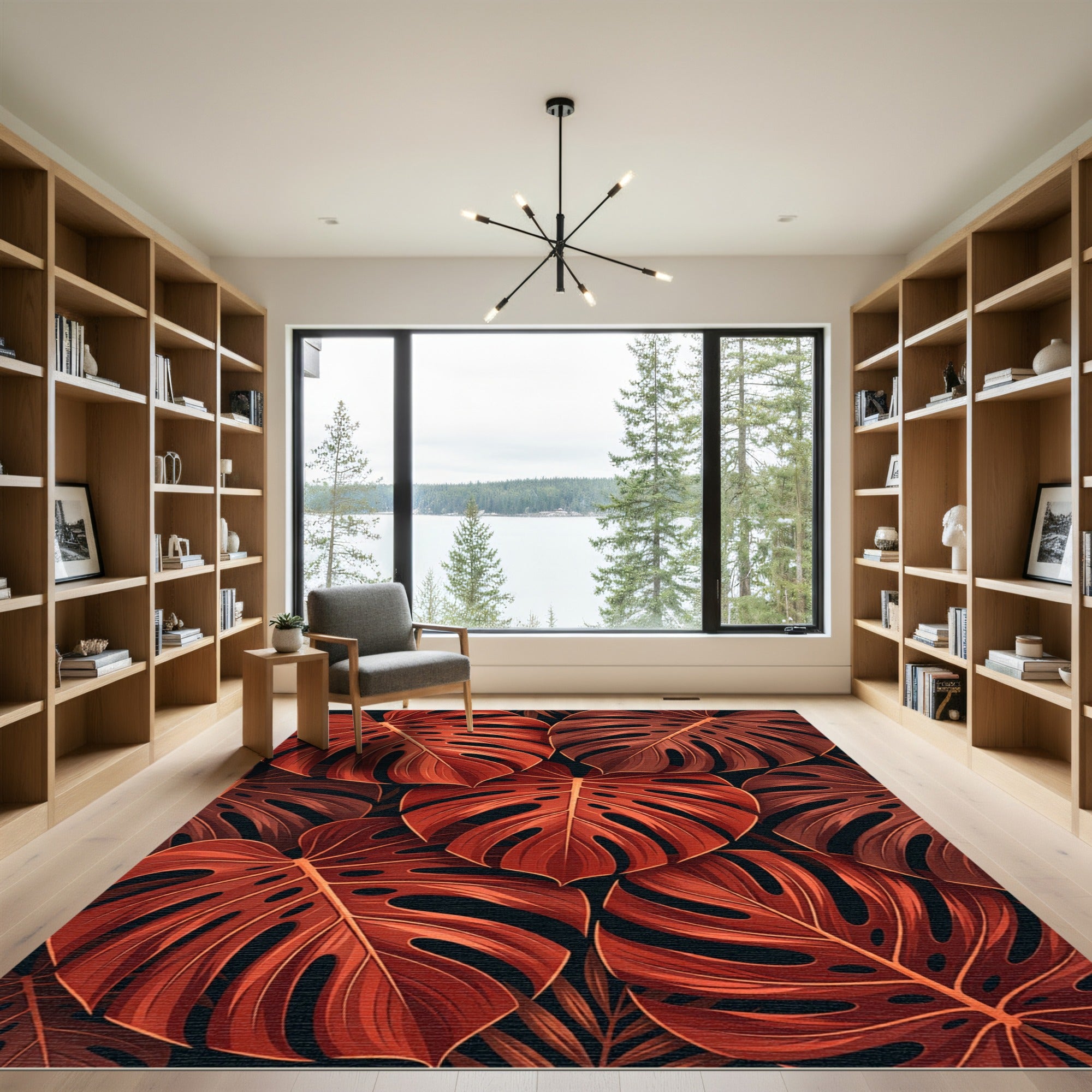 Terracotta Leaf Tropical All Over Rug