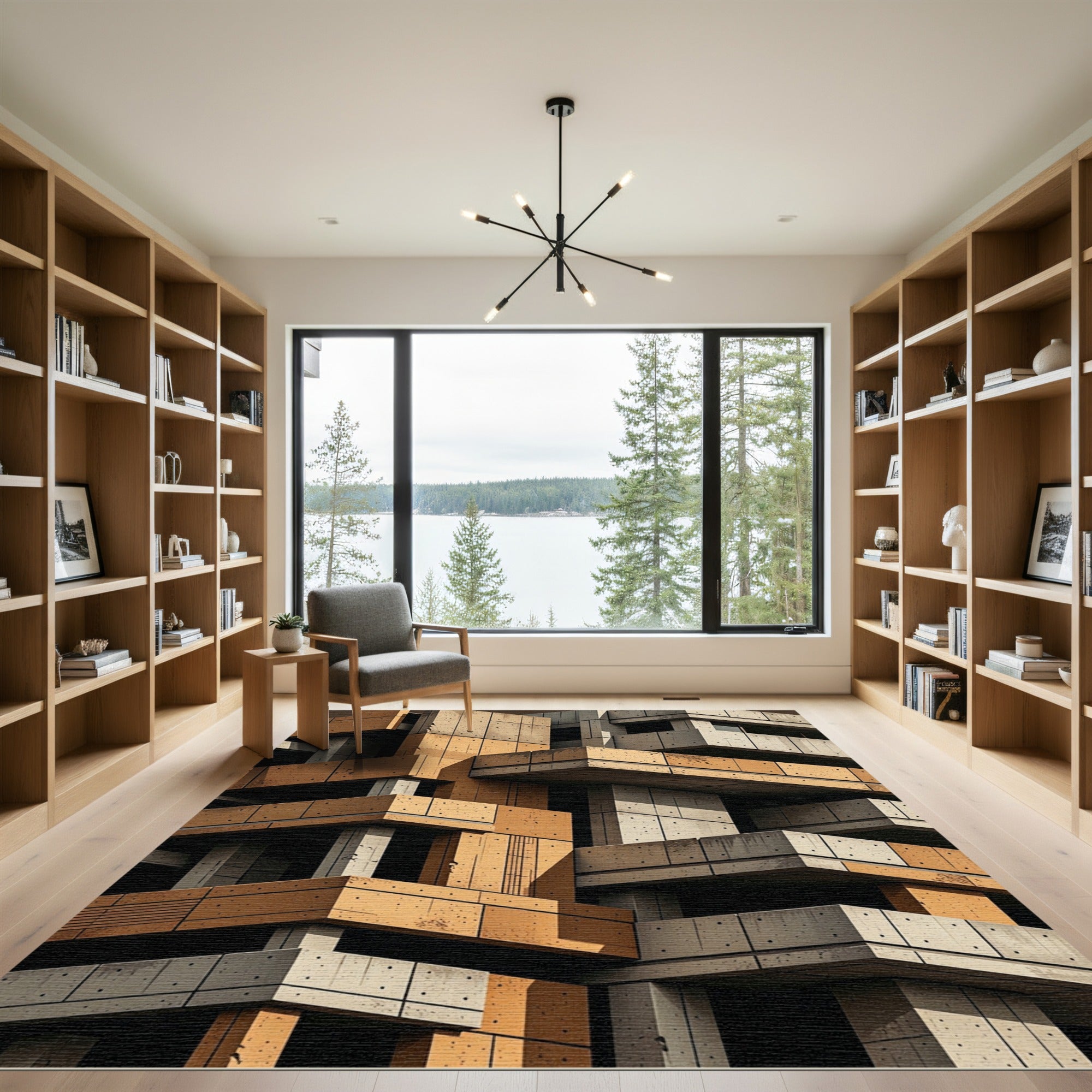 Modern Concrete Brutalist Block Rug