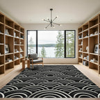 Monochrome Brushed Wave Serpentine Rug