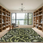 Botanical Olive Leaf Intertwined Vine Rug