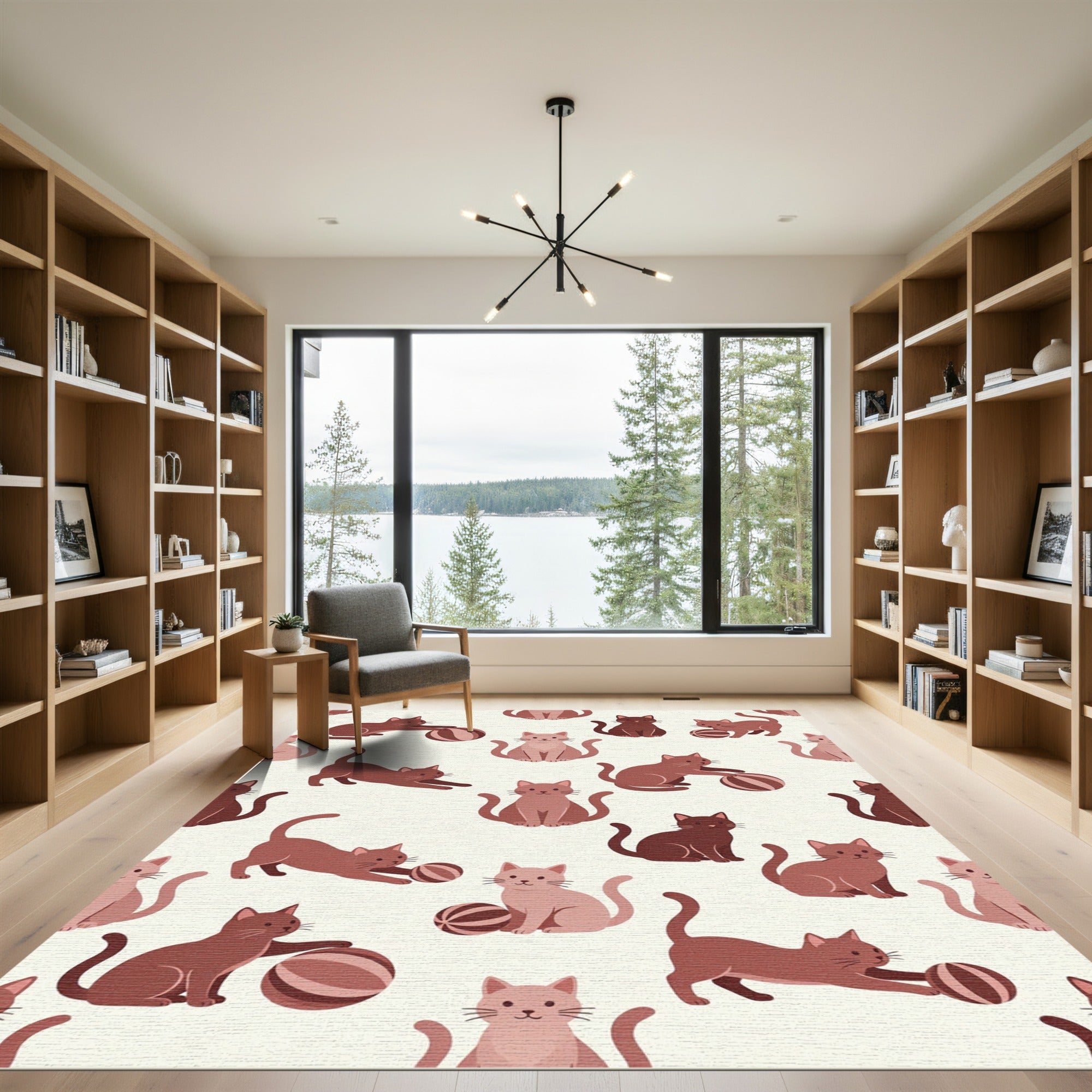 Playful Cats With Balls Pattern Rug