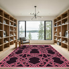 Dark Magenta Ornate Geometric Archwork Rug