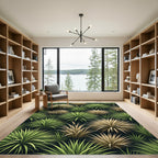 Lush Green and Golden Potted Grasses Rug