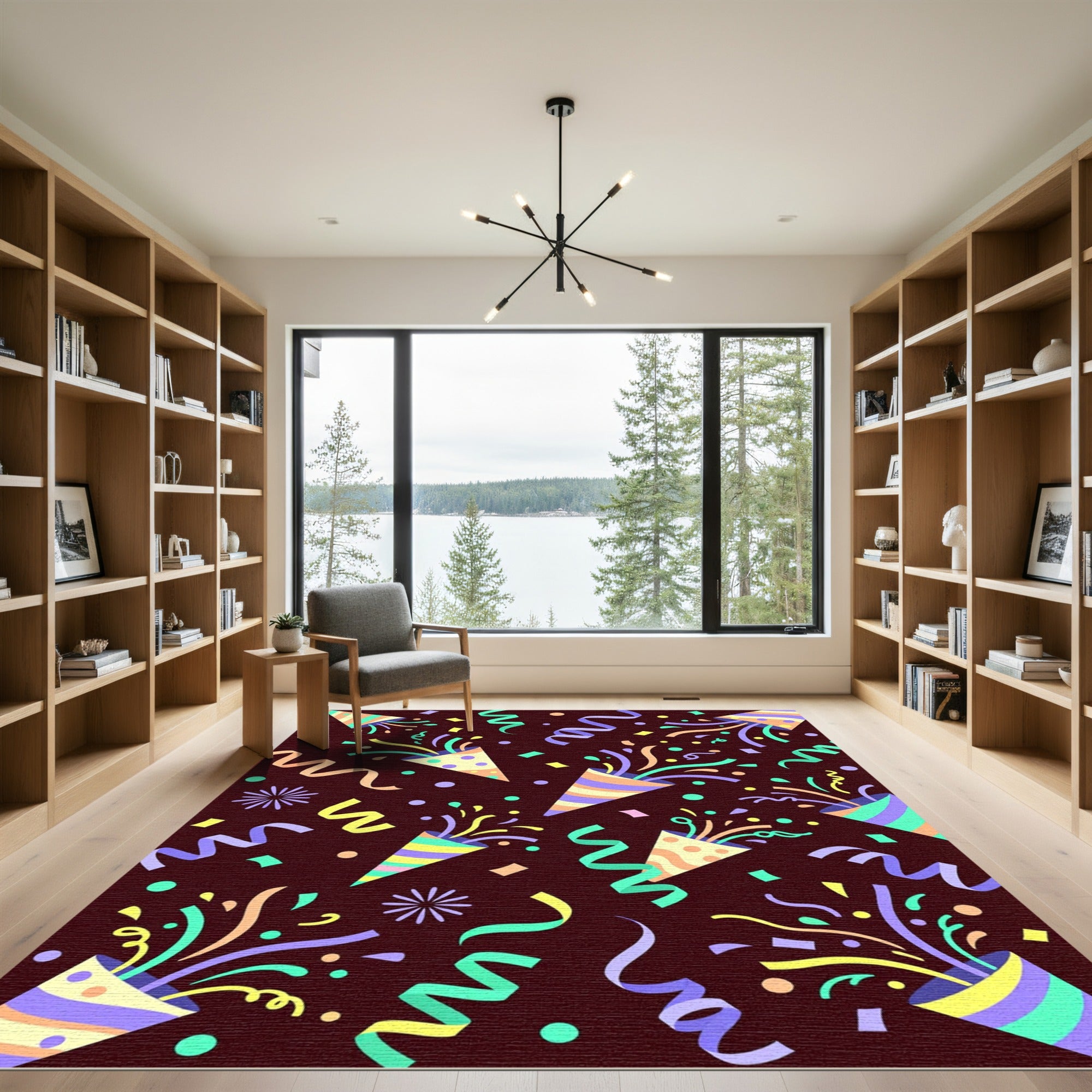 Fun Confetti Popper Party Pattern Rug