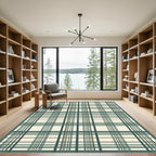 Sage and Cream Plaid Grid Rug