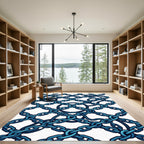 Intertwined Cobalt Anchor Chain Grid Rug