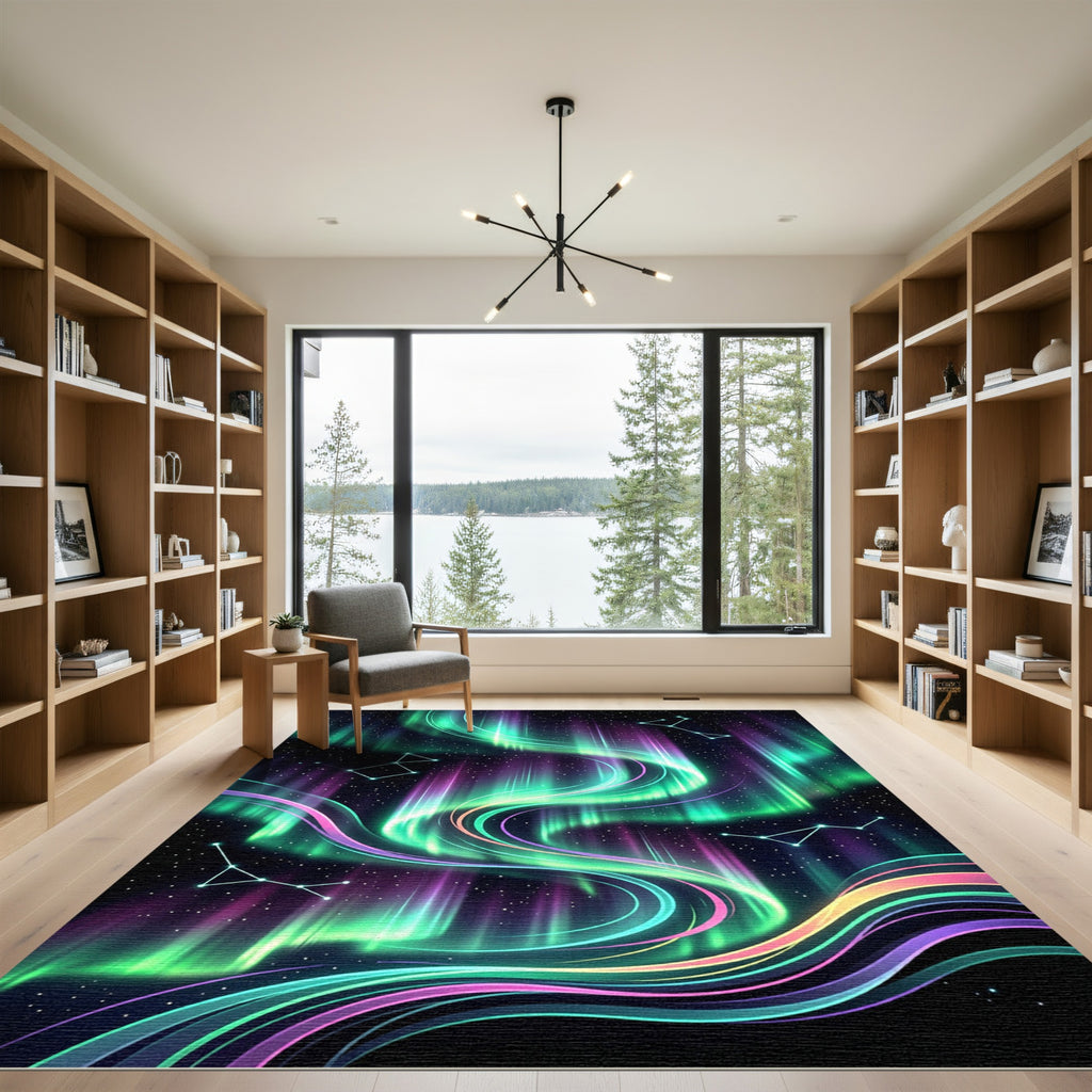 Aurora Borealis Constellation Swirl Rug
