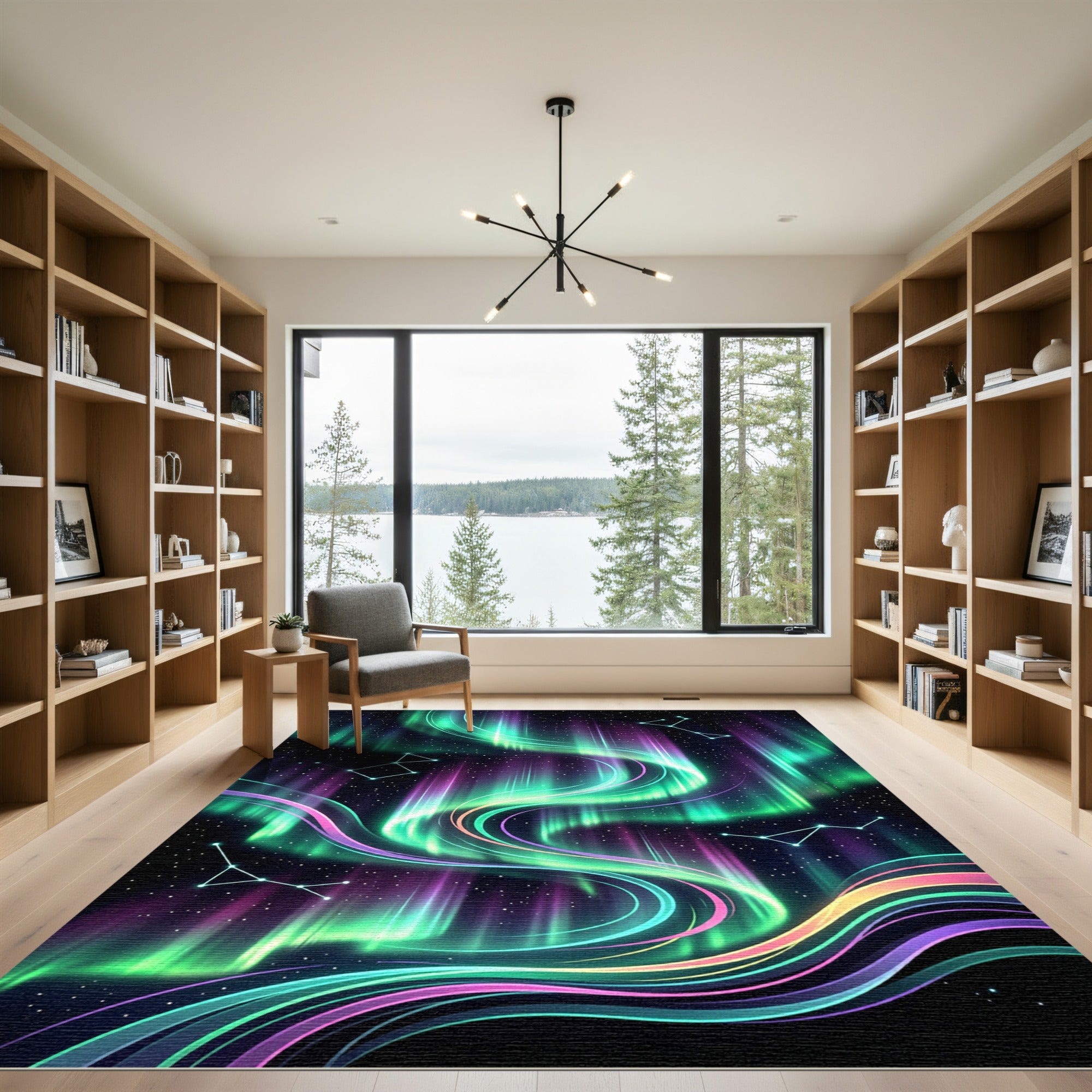 Aurora Borealis Constellation Swirl Rug