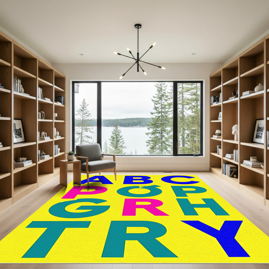 Bold Typographic Geometric Letters Rug