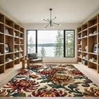 Vintage Autumn Chrysanthemum Floral Botanical Rug