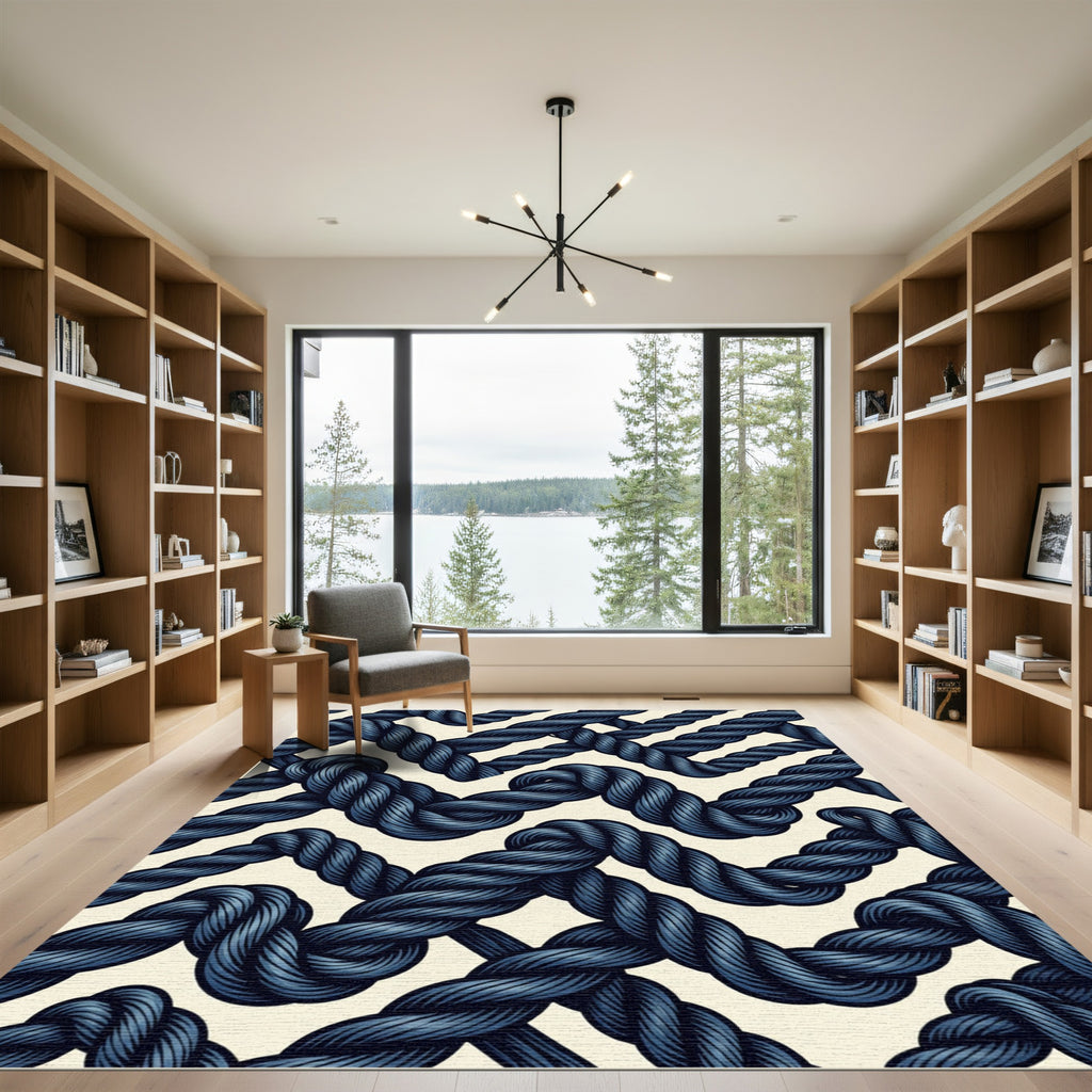 Navy Blue Twisted Rope Weave Rug