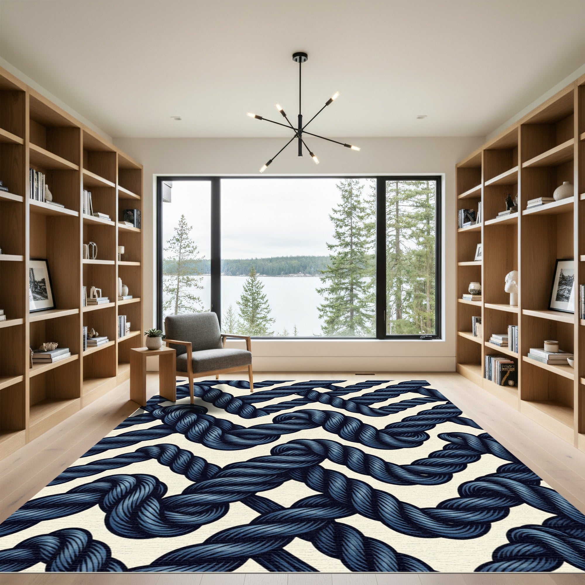 Navy Blue Twisted Rope Weave Rug