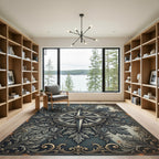 Ornate Gray Acanthus Compass Star Rug